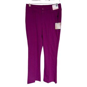 Happily Grey Crop Trousers Womens  Size 3 Button Closure Purple Business Casual